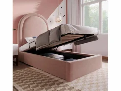 Sale Cama contenedor 90 x 190 cm con cabecero redondo - Terciopelo - Estampado cósmico - (sin colchón) Cama Terciopelo