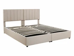 Outlet Cama contenedor 180 x 200 cm/2 x 90 x 200 cm con cabecero - cama modular - apertura lateral - tejido de lino - Cama Con Canapé|Cama Con Almacenaje