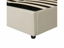 Clearance ModernLuxe Cama contenedor acolchada de terciopelo 160x200 cm con somier de láminas - Beige