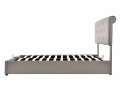 Merax Cama contenedor con caja de almacenamiento - 160 x 200 cm - tela de lino - somier de láminas - color natural