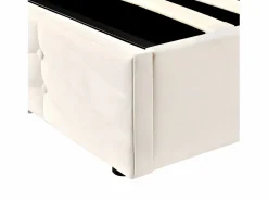Discount Cama contenedor de terciopelo con somier de láminas + cabecero ajustable - 140x190cm - Cama Terciopelo