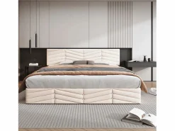 Best Cama contenedor de terciopelo con somier de láminas + cabecero ajustable - 160x200cm - Cama Terciopelo