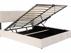 Best Cama contenedor de terciopelo con somier de láminas + cabecero ajustable - 160x200cm - Cama Terciopelo