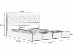 Outlet Cama contenedor tapizada en terciopelo - decorada con remaches - con somier de láminas - 180x200cm - Cama Terciopelo