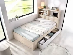 Clearance Cama de 120 x 190 cm con almacenaje en color natural y blanco - VARDIEL Cama Con Almacenaje|Cama Infantil