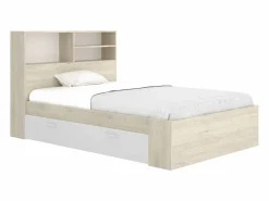 Clearance Cama de 120 x 190 cm con almacenaje en color natural y blanco - VARDIEL Cama Con Almacenaje|Cama Infantil