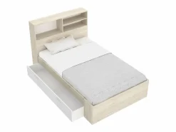 Clearance Cama de 120 x 190 cm con almacenaje en color natural y blanco - VARDIEL Cama Con Almacenaje|Cama Infantil