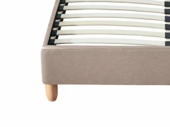Vente-unique Cama de 160 x 200 cm con cabecero capitoné tela beige + colchón - ELIDE Crema