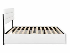 ModernLuxe Cama de adulto 140x200 cm en tejido de lino - con cama nido 90x190 cm y 2 cajones - cabecero regulable -