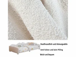 Sale Merax Cama de día tapizada - 90 x 200 cm - 2 cajones - tejido afelpado - somier de láminas - para niños o bebés - Blanco