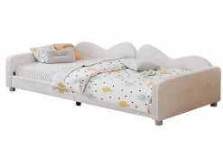 Sale Merax Cama de día tapizada - 90 x 200 cm - 2 cajones - tejido afelpado - somier de láminas - para niños o bebés - Blanco