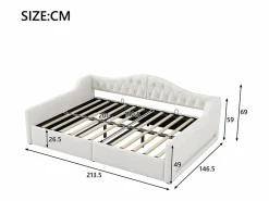 Hauss Spole Cama de día 140x200 cm en lino - Cama de adulto con canapé y LED