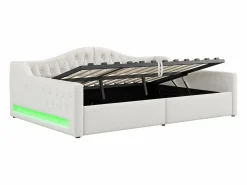 Hauss Spole Cama de día 140x200 cm en lino - Cama de adulto con canapé y LED
