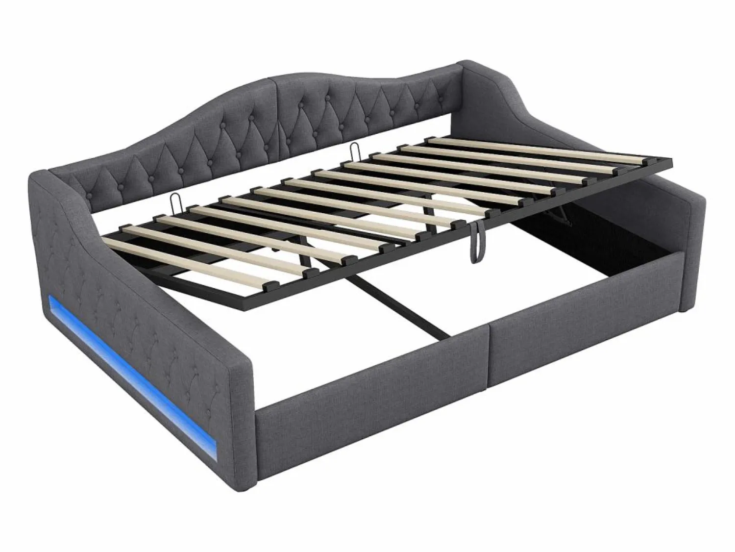 Hauss Spole Cama de día 140x200 cm en lino - Cama de adulto con canapé y LED
