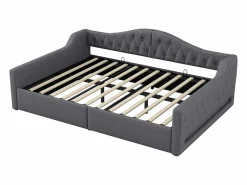 Hauss Spole Cama de día 140x200 cm en lino - Cama de adulto con canapé y LED