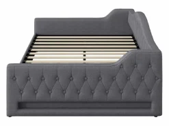 Hauss Spole Cama de día 140x200 cm en lino - Cama de adulto con canapé y LED