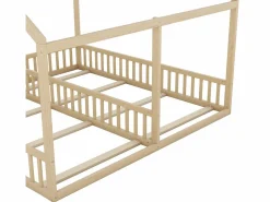 New Merax Cama doble cabina - 2 x 90 x 200 cm - madera de pino + MDF - color natural Color natural claro