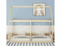 New Merax Cama doble cabina - 2 x 90 x 200 cm - madera de pino + MDF - color natural Color natural claro