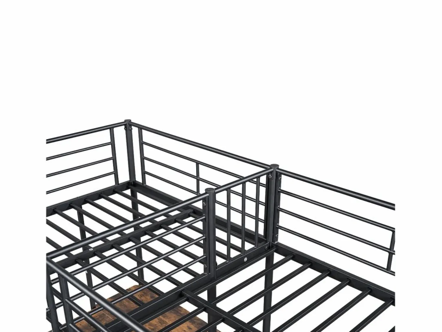 Best Merax Cama doble entreplanta - 2 x 90 x 200 cm - con escritorio de esquina y escalera - metal - Negro
