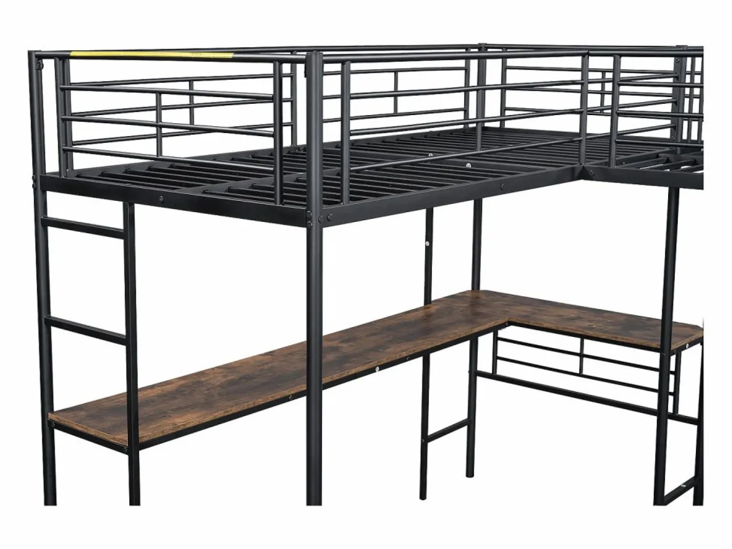 Best Merax Cama doble entreplanta - 2 x 90 x 200 cm - con escritorio de esquina y escalera - metal - Negro