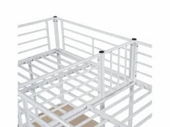 Best Cama doble entreplanta - 2 x 90 x 200 cm - con escritorio esquinero y escalera - metal - Cama Alta