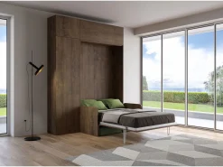 ITAMOBY Cama doble plegable francesa Kentaro de 140 cm con sofá y muebles de nogal, color verde