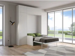 Hot Cama doble plegable francesa Kentaro de 140 cm con sofá y muebles de fresno , verde Cama Abatible