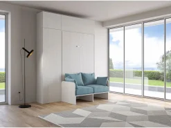 Online Cama doble plegable francesa Kentaro de 140 cm con sofá y muebles de fresno , azul claro Cama Abatible
