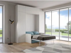 Online Cama doble plegable francesa Kentaro de 140 cm con sofá y muebles de fresno , azul claro Cama Abatible