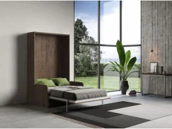 New Cama doble plegable francesa Kentaro de 140 cm con sofá de nogal, color verde Cama Abatible