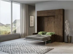 Online ITAMOBY Cama doble plegable Kentaro de 160 cm con sofá y muebles de nogal, color verde Marru00f3n