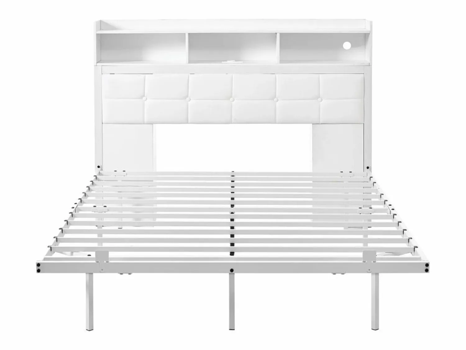 Discount Cama doble 140x190 cm diseño moderno con almacenaje y luz led hierro dormitorio (Sin colchón) Cama Con Almacenaje|Cama Adulto