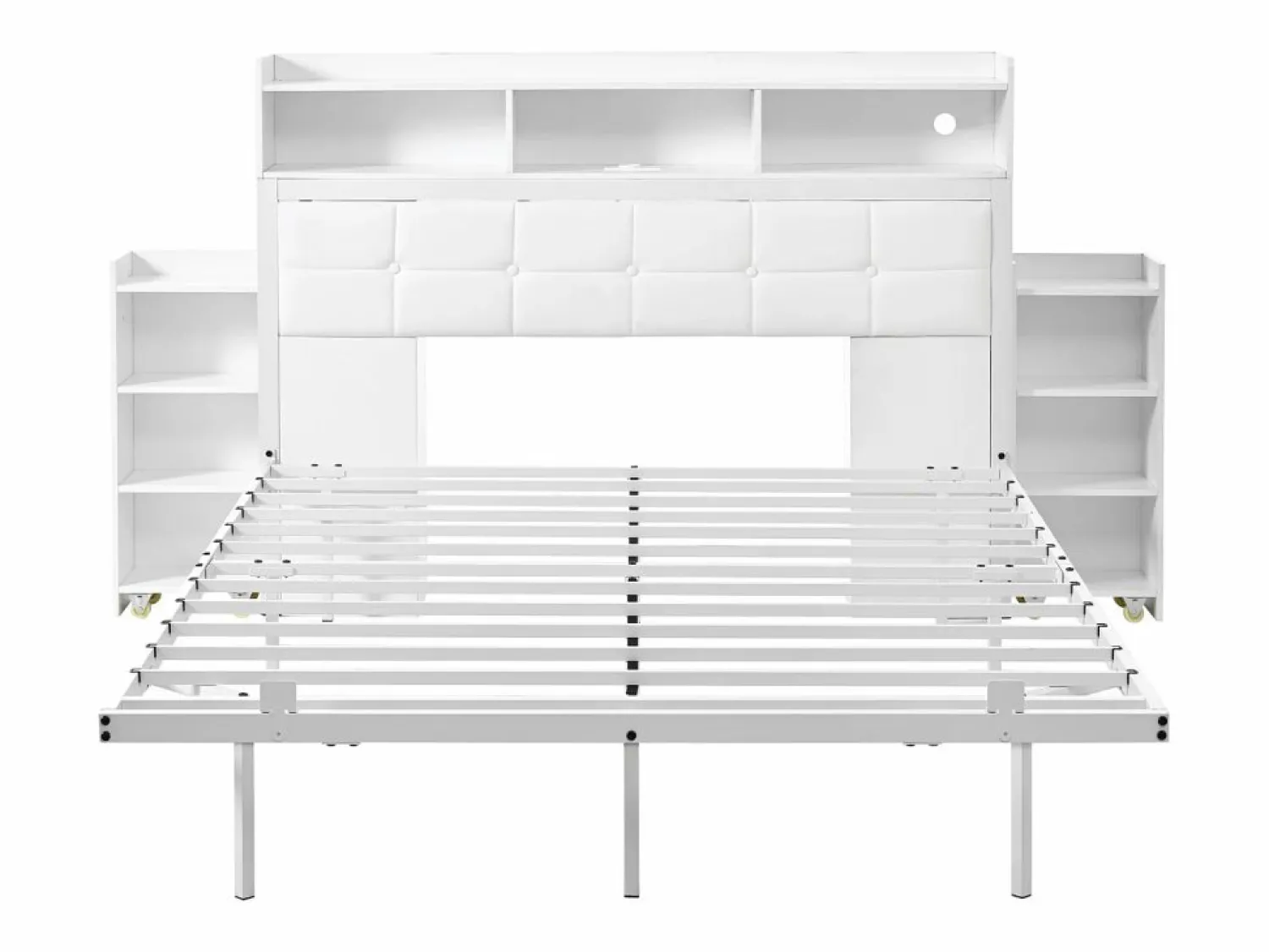 Discount Cama doble 140x190 cm diseño moderno con almacenaje y luz led hierro dormitorio (Sin colchón) Cama Con Almacenaje|Cama Adulto