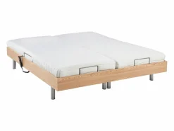 Best Ysmée Cama eléctrica de relax decorativa somier colchón de látex 3 zonas 90 x 200 cm Tela Gris PANISOLA Color natural claro