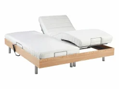 Best Ysmée Cama eléctrica de relax decorativa somier colchón de látex 3 zonas 90 x 200 cm Tela Gris PANISOLA Color natural claro