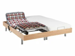 Best Ysmée Cama eléctrica de relax decorativa somier colchón de látex 3 zonas 90 x 200 cm Tela Gris PANISOLA Color natural claro