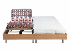 Best Ysmée Cama eléctrica de relax decorativa somier colchón de látex 3 zonas 90 x 200 cm Tela Gris PANISOLA Color natural claro
