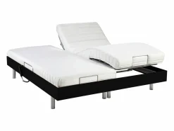 Best Cama eléctrica de relax decorativa somier colchón muelles ensacados 90 x 200 cm Tela Gris RIZALI Cama Articulada