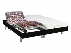 Best Cama eléctrica de relax decorativa somier colchón muelles ensacados 90 x 200 cm Tela Gris RIZALI Cama Articulada