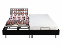 Best Cama eléctrica de relax decorativa somier colchón muelles ensacados 90 x 200 cm Tela Gris RIZALI Cama Articulada