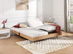 Best Cama eléctrica relax deco somier colchón látex 3 zonas 90x200 cm Tela Beige PANISOLA Cama Articulada