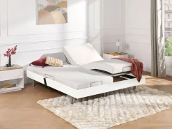 Cama eléctrica relax decorativa somier colchón látex 3 zonas 80x200 cm Tela Beige PANISOLA Cama Articulada