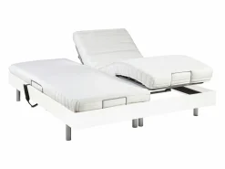 Cama eléctrica relax decorativa somier colchón látex 3 zonas 80x200 cm Tela Beige PANISOLA Cama Articulada