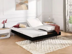 Ysmée Cama eléctrica relax decorativa somier colchón látex 3 zonas 2x80x200 cm Tela Gris PANISOLA