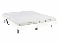 New Ysmée Cama eléctrica relax decorativa somier colchón látex 3 zonas 80 x 200 cm Tela Gris PANISOLA Blanco