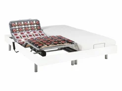 New Ysmée Cama eléctrica relax decorativa somier colchón látex 3 zonas 80 x 200 cm Tela Gris PANISOLA Blanco