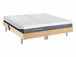 Outlet Ysmée Cama eléctrica relax, espuma viscoelástica HESIODE - gris topo 2 x 80 x 200 cm Color natural claro