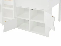 Discount Vente-unique Cama elevada estilo cabaña 90 x 190 cm en pino y MDF en color + colchón - VALESKIA Blanco