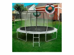 Habitat et jardin Cama elástica con red interior y aro de baloncesto "jumper" Ø4,25 m - Gris