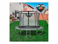 Sale Habitat et jardin Cama elástica con red interior y aro de baloncesto "jumper" Ø3.05 - Gris